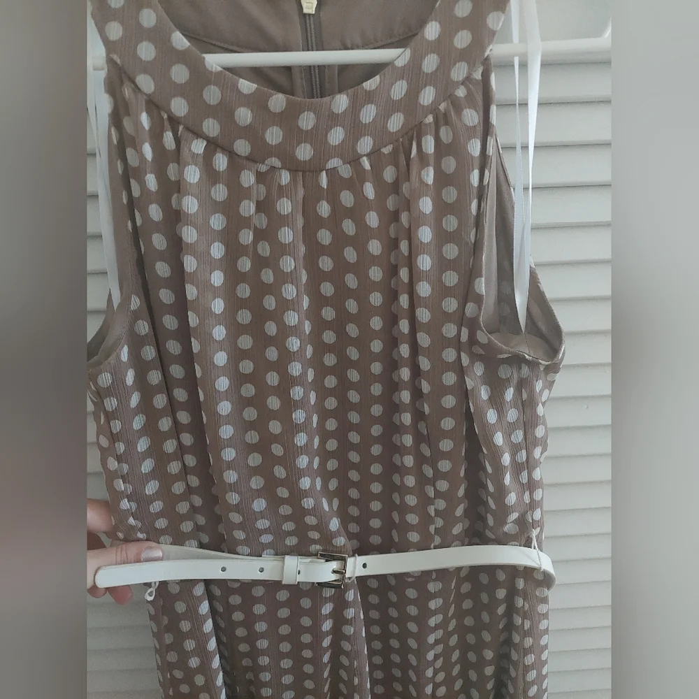 TOMMY HILFIGER Womens Tan Belted Lined Sleeveless Midi Fit + Flare Dress-6 - Picture 3 of 8